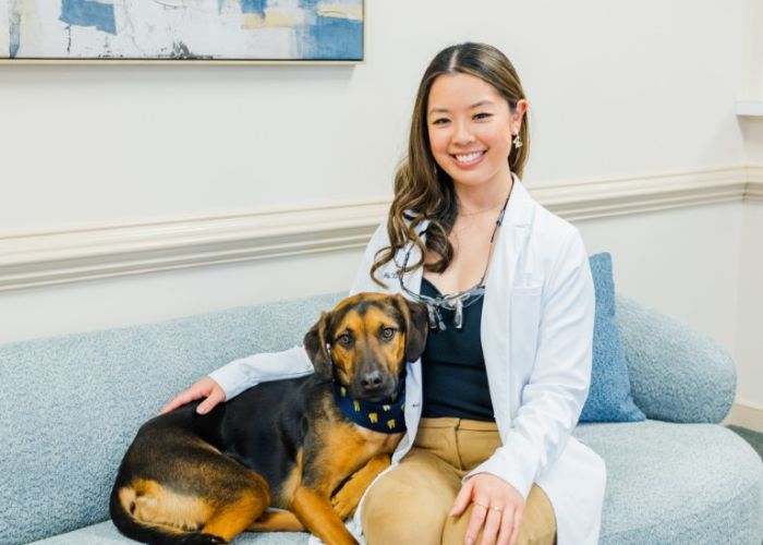 Dr. Alice with Mocha at Atlee Dentistry